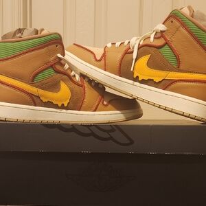 Size 9.5 - Air Jordan 1 SE Mid Cheeseburger NIB StockX Certified